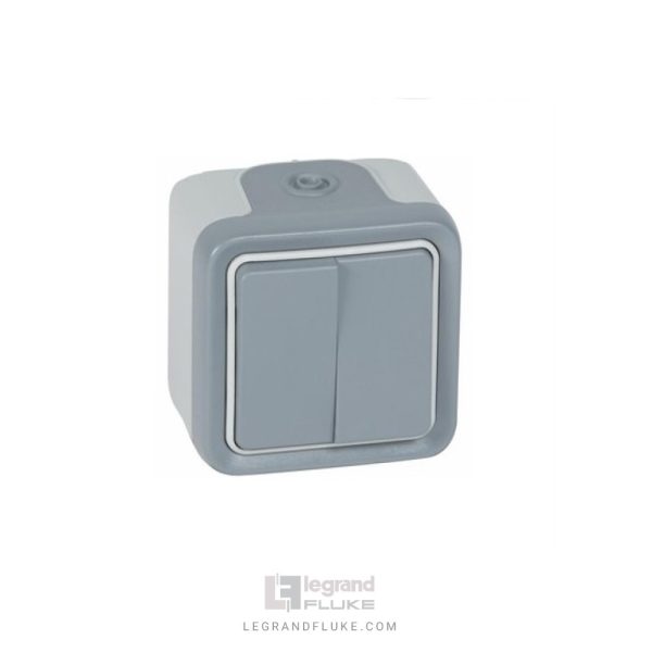 کلید دو پل روکار لگراند ضد آب پلکسو