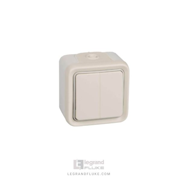 کلید دوپل توکار سفید کرم ضد آب پلکسو لگراند